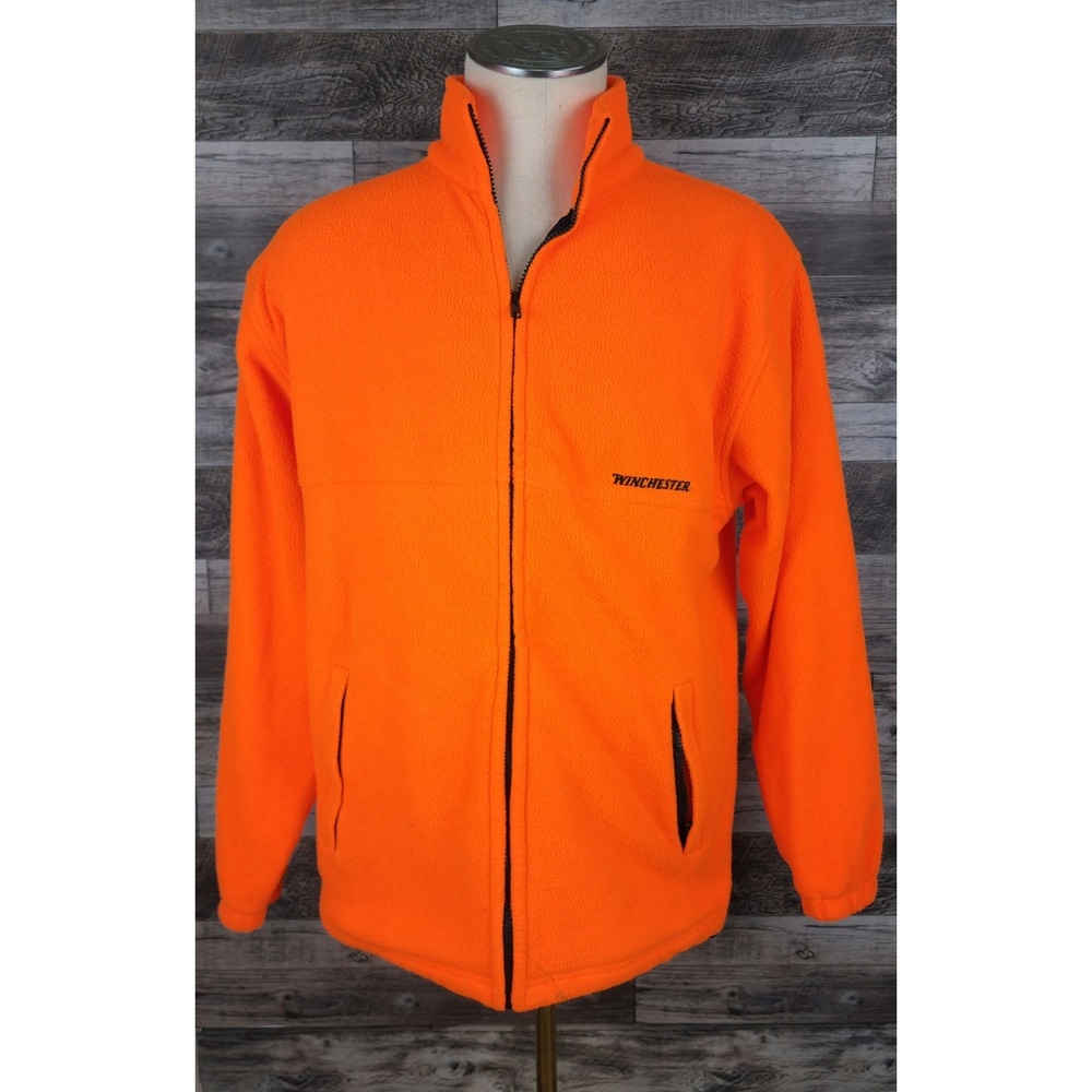 Winchester Mens Blaze Orange Fleece Jacket Full Zip Hunting Safety Medium WWJ004